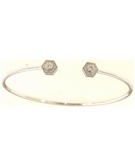 HEXAGON SHAPE CUFF STYLE DIAMOND BANGLE BRACELET (TB567)