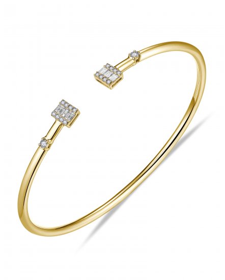 BAGUETTE DIAMOND CUFF STYLE BANGLE BRACELET (TB569)