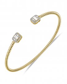 BAGUETTE DIAMOND CUFF STYLE BANGLE BRACELET (TB570)