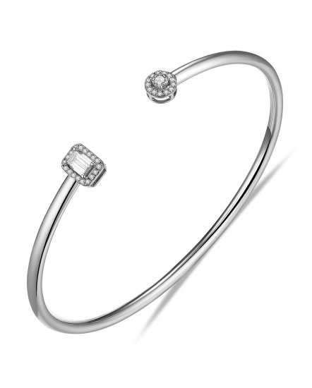 BAGUETTE DIAMOND CUFF STYLE BANGLE BRACELET (TB573)