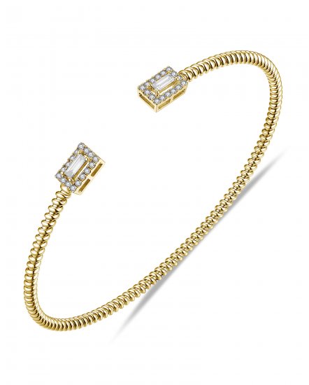 BAGUETTE DIAMOND CUFF STYLE BANGLE BRACELET (TB574)