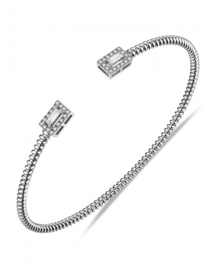 BAGUETTE DIAMOND CUFF STYLE BANGLE BRACELET (TB574)
