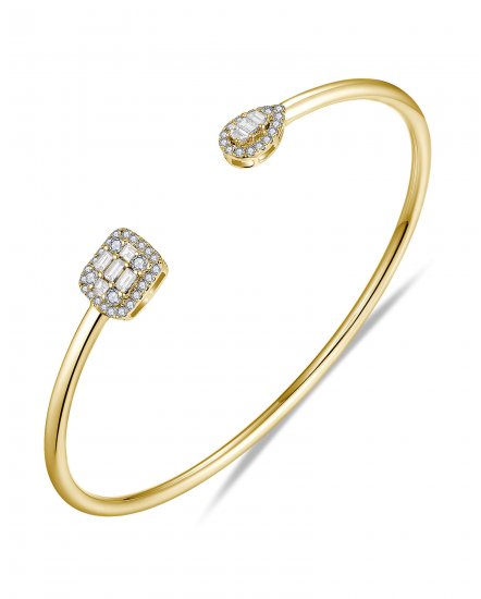 BAGUETTE DIAMOND CUFF STYLE BANGLE BRACELET (TB576)