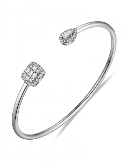 BAGUETTE DIAMOND CUFF STYLE BANGLE BRACELET (TB576)