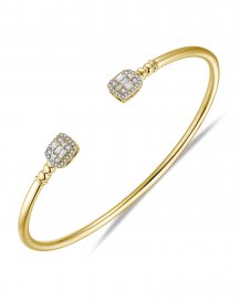BAGUETTE DIAMOND CUFF STYLE BANGLE BRACELET (TB577)