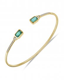 EMERALD CUT DIAMOND CUFF STYLE BANGLE BRACELET (TB579)