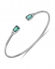 EMERALD CUT DIAMOND CUFF STYLE BANGLE BRACELET (TB579)