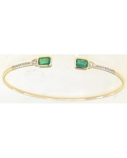 EMERALD CUT DIAMOND CUFF STYLE BANGLE BRACELET (TB579)