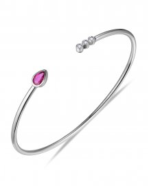 PEAR RUBY DIAMOND CUFF STYLE BANGLE BRACELET (TB580)