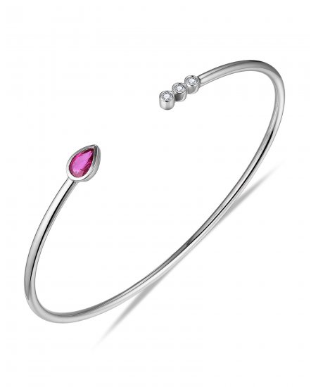 PEAR RUBY DIAMOND CUFF STYLE BANGLE BRACELET (TB580)