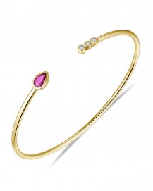 PEAR RUBY DIAMOND CUFF STYLE BANGLE BRACELET (TB580)