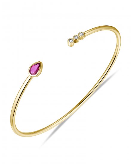 PEAR RUBY DIAMOND CUFF STYLE BANGLE BRACELET (TB580)