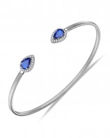 PEAR SAPPHIRE DIAMOND CUFF STYLE BANGLE BRACELET (TB581)