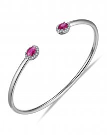 OVAL RUBY DIAMOND CUFF STYLE BANGLE BRACELET (TB582)