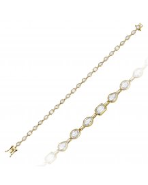 OVAL MARQUISE EMERALD CUT PEAR DIAMOND BRACELET (TB602C)