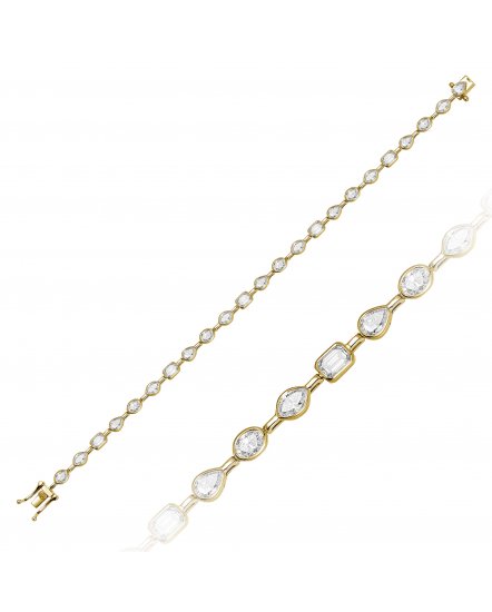 OVAL MARQUISE EMERALD CUT PEAR DIAMOND BRACELET (TB602C)