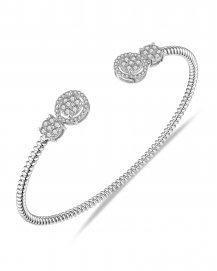ROUND DIAMOND CUFF STYLE BANGLE BRACELET (TB608)