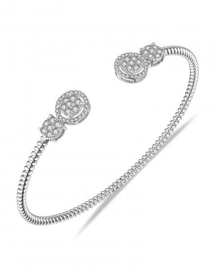 ROUND DIAMOND CUFF STYLE BANGLE BRACELET (TB608)