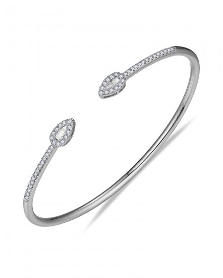 BAGUETTE DIAMOND CUFF STYLE BANGLE BRACELET (TB634)
