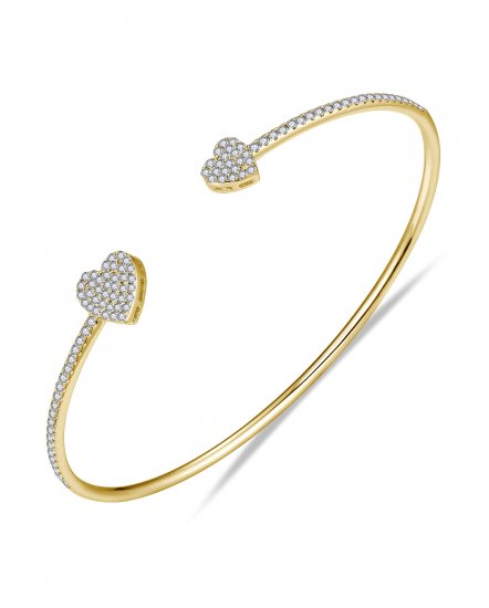 HEART SHAPE DIAMOND CUFF STYLE BANGLE BRACELET (TB637)
