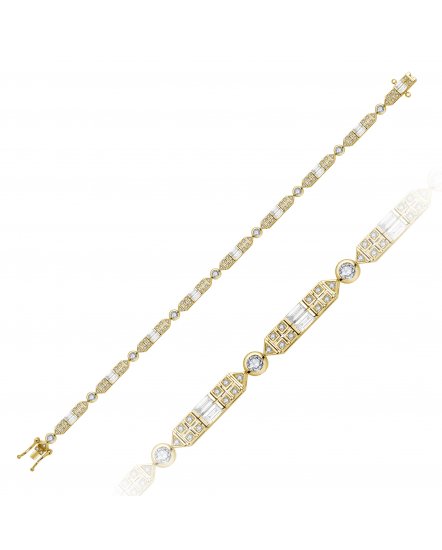 HEXAGON STYLE BAGUETTE DIAMOND BRACELET (TB640C)