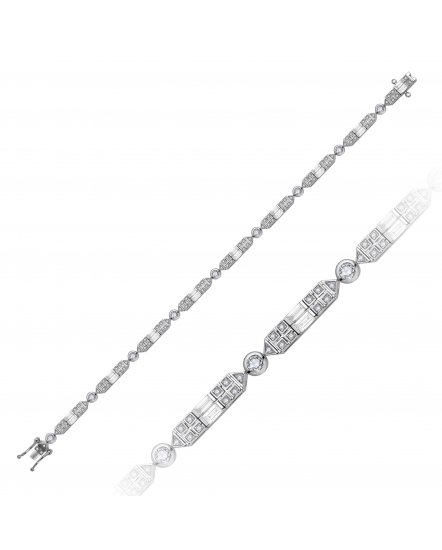 HEXAGON STYLE BAGUETTE DIAMOND BRACELET (TB640C)