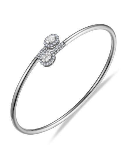 OVAL DIAMOND CUFF STYLE BANGLE BRACELET (TB667)
