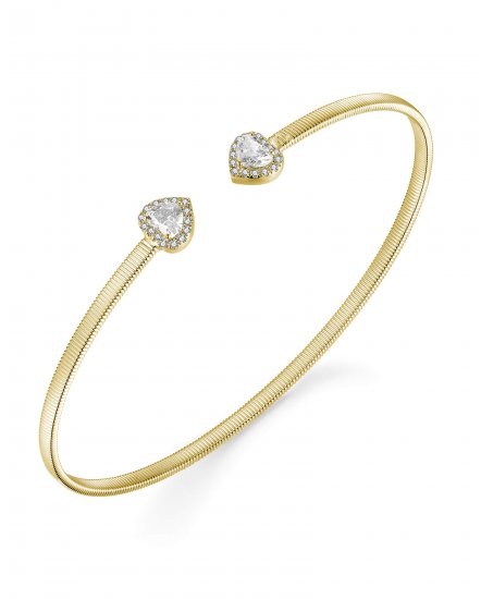 HEART DIAMOND CUFF STYLE BANGLE BRACELET (TB681)