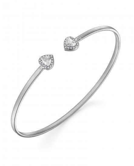 HEART DIAMOND CUFF STYLE BANGLE BRACELET (TB681)