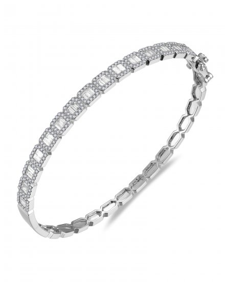 BAGUETTE DIAMOND BANGLE BRACELET (TB689)