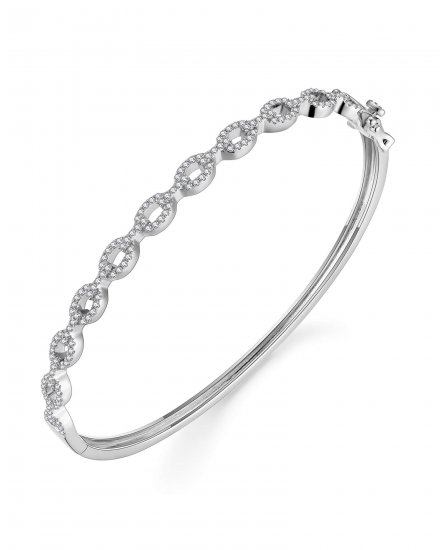 LINK STYLE DIAMOND BANGLE BRACELET (TB696)