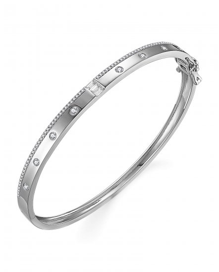BAGUETTE DIAMOND BANGLE BRACELET (TB702)