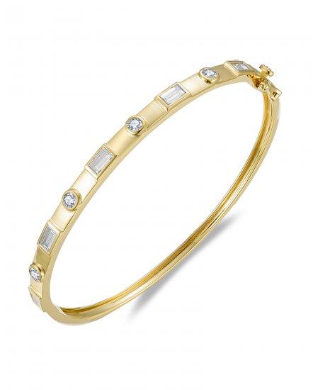 BAGUETTE DIAMOND BANGLE BRACELET (TB722)