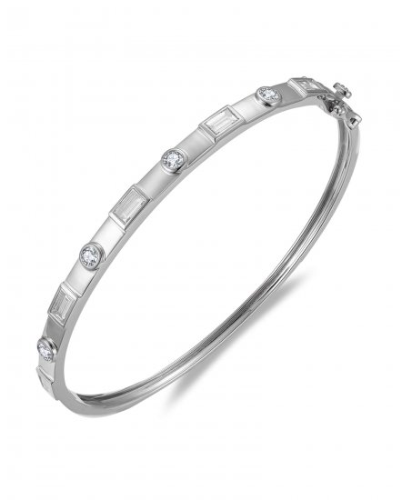 BAGUETTE DIAMOND BANGLE BRACELET (TB722)