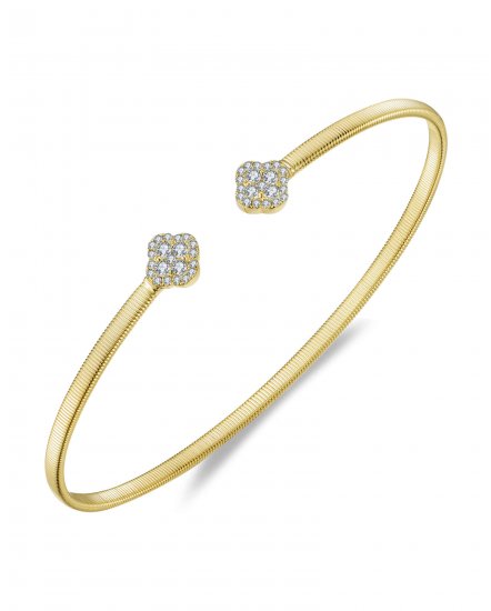 CLOVER CUFF STYLE DIAMOND BANGLE BRACELET (TB730)