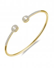 BAGUETTE DIAMOND CUFF STYLE BANGLE BRACELET (TB740)