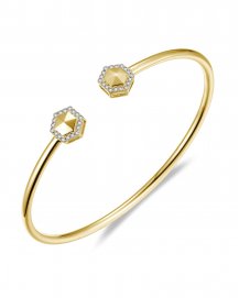 HEXAGON SHAPE CUFF STYLE DIAMOND BANGLE BRACELET (TB744)