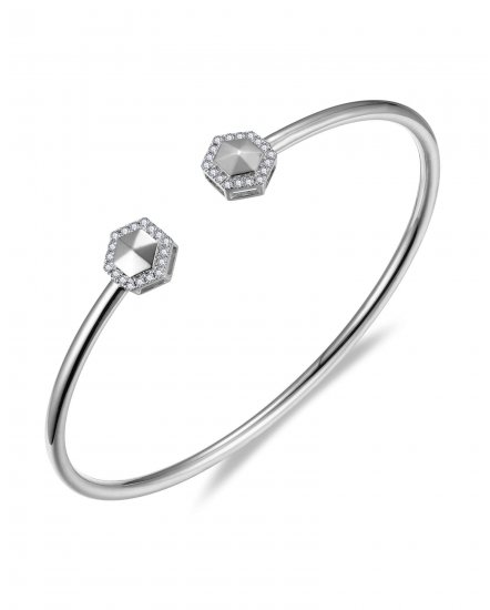HEXAGON SHAPE CUFF STYLE DIAMOND BANGLE BRACELET (TB744)