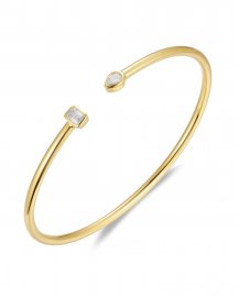 PEAR EMERALD CUT DIAMOND CUFF STYLE BANGLE BRACELET (TB746)
