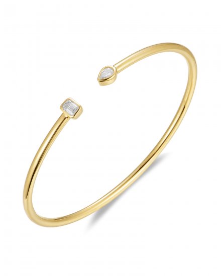 PEAR EMERALD CUT DIAMOND CUFF STYLE BANGLE BRACELET (TB746)