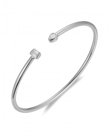PEAR EMERALD CUT DIAMOND CUFF STYLE BANGLE BRACELET (TB746)