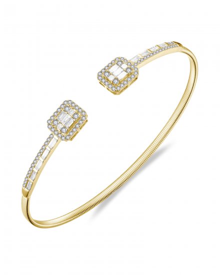 BAGUETTE DIAMOND CUFF STYLE BANGLE BRACELET (TB752)
