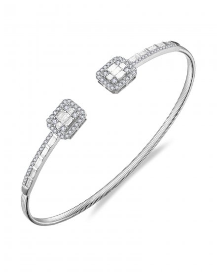 BAGUETTE DIAMOND CUFF STYLE BANGLE BRACELET (TB752)