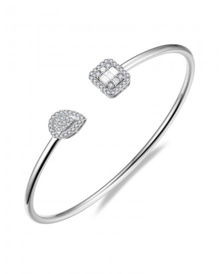 BAGUETTE DIAMOND CUFF STYLE BANGLE BRACELET (TB753)