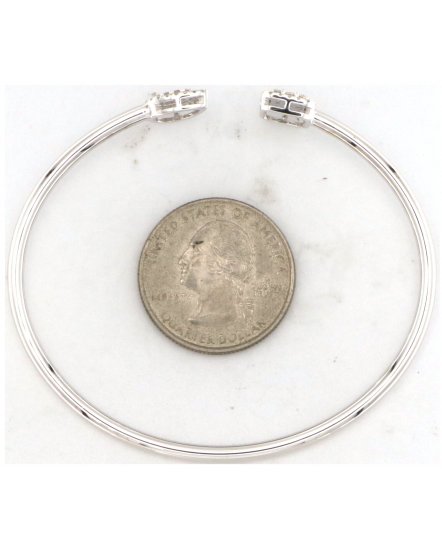 BAGUETTE DIAMOND CUFF STYLE BANGLE BRACELET (TB753)