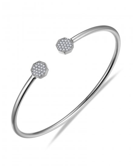 OCTAGON SHAPE CUFF STYLE DIAMOND BANGLE BRACELET (TB763)