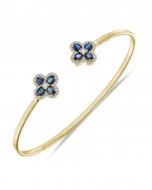OVAL SAPPHIRE DIAMOND CUFF STYLE BANGLE BRACELET (TB771)
