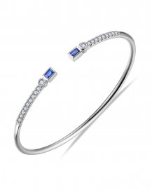 BAGUETTE SAPPHIRE DIAMOND CUFF STYLE BANGLE BRACELET (TB776)