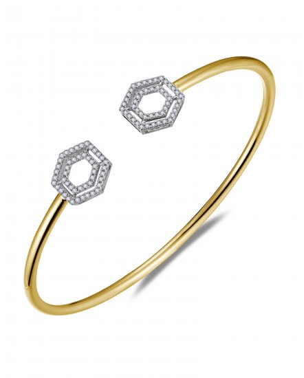 HEXAGON SHAPE CUFF STYLE DIAMOND BANGLE BRACELET (TB785)