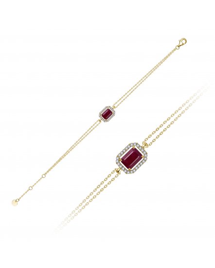 EMERALD CUT DIAMOND RUBY BRACELET (TB791)